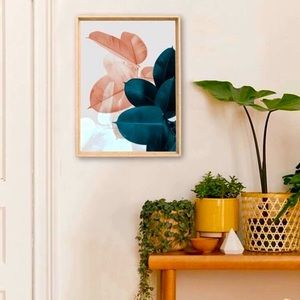 3/$30 LEAF plant green pink wall art print decor unframed